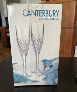 Vintage Bohemia  Crystal Canterbury Champagne Flutes 