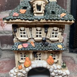 Halloween Tealight Candle Holder Cozy Manor Spooky House Westmonster Cottage. Minor chip inside see photos for condition selling as is. 