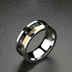Rotating Stylish Roman Numeral Wheel Fidget Anti-Anxiety Mechanical Ring Size 11
