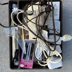 Vintage Brown Desk Organizer Caddy with Household & Craft Supplies