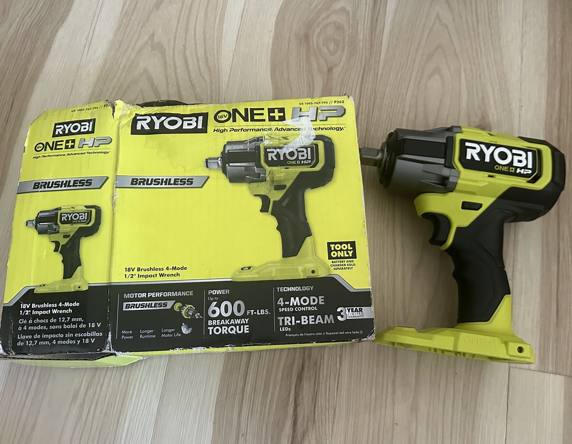 Ryobi ONE+ HP 18V Brushless Cordless 4-Mode 1/2 in. Impact Wrench (Tool Only)