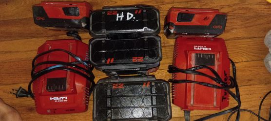Hilti batteries and chargers set 1 Xtra charger free with purchase retail 600+