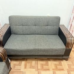 2x Premium Couches With Storage And Bed