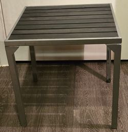 Outdoor Side Table Metal Frame Slatted Top