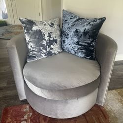 Rene Cazares ‘Coco’ Swivel Chair – Custom Giorgio Gotham Fabric, Trillium Fill