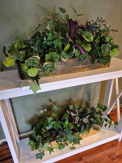 Brass Planters With Artificial Plants, Each $25