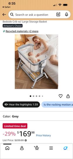 Bedside Baby Crib with Large Storage Basket