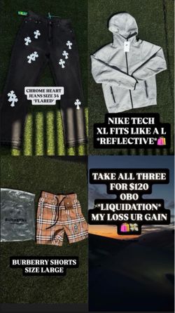 NIKE TECH BURBERRY SHORTS N CHROME HEART JEANS
