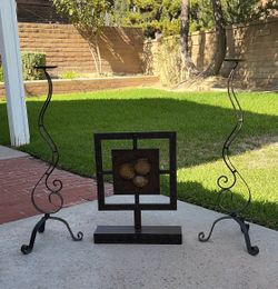 3-Piece Decorative Metal Candle Holder Set - Rustic Outdoor Patio Decor