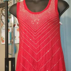 Ladies Large 'Only Nine' Red Slinky Top $10