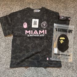 BAPE × Miami FC black & pink camo jersey 