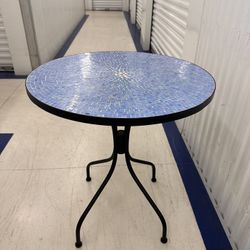 Round Circle Outdoor Patio Bistro Table Blue black
