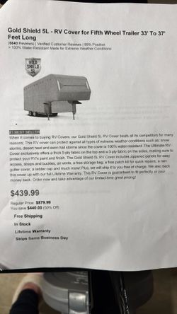 Cover For Fifth wheel Camper