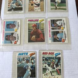 1977 Topps Group Of 8 Many HOF Baseball Cards Ex Mint 