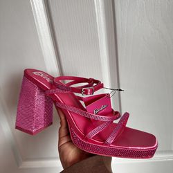BNWT Barbie x Forever 21 rhinestone pink platform heels 💞 Size 10 Or 9 .5