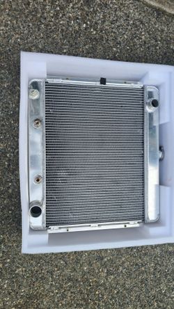 1(contact info removed) Chevy II Nova Aluminum 4 core radiator with shroud and twin 12" fans and other fans and shrouds