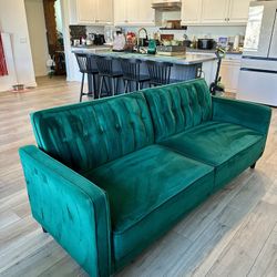 Purdue Green Velvet Convertible Sofa 81.5 Inches 