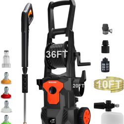 Pressure Washer, Power Washer with 4 Nozzles and Foam Cannon, High Pressure Cleaning Machine for Cars, Driveways, Fences, Patios, Home Cleaning.