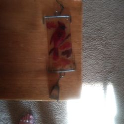 Vintage Hand Painted Glass Window Hanging