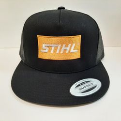 Stihl Embroidered Yupoong Classics Flat Bill Mesh Cap Hat Black