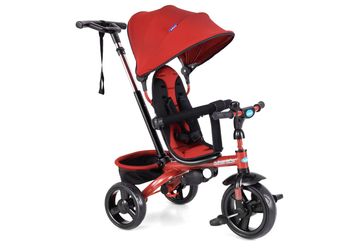 INFANS Kids Tricycle, 6 in 1 Stroll Trike with Adjustable Push Handle, Removable Canopy, Retractable Foot Plate, Lockable Pedal, Detachable Guardrail,