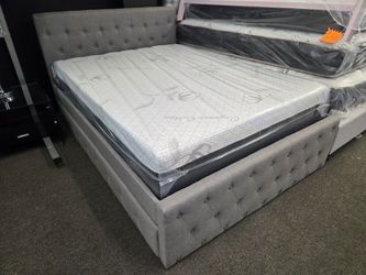 Brand New Full Size Bed Grey With 10 Inch Memory Foam Mattress & 1 6 Inch Memory Foam Bottom $699