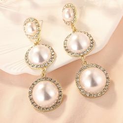 Pearls Earrings, 18k Gold Plated 