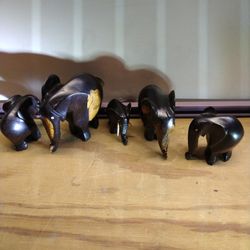 Hand carved Wooden Elephants 