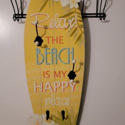 Wall mounted coat hanger DKD Home Decor Wood Mediterranean Surfboard Wall Art 35" L x 12" W