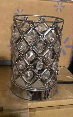 Decorative chrome and crystal upright table