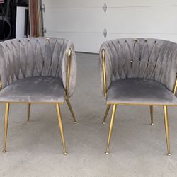 2 Gray Velvet Chairs