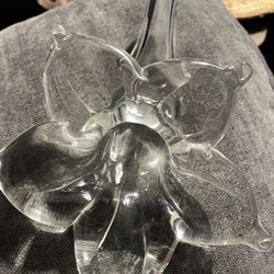 Lilly Shaped Single Flower Bud Vase /paper weight Vintage Hand Blown Glass 