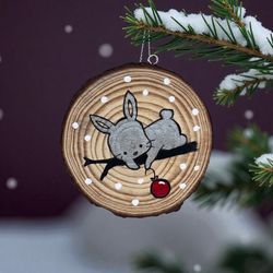 Hand painted Bunny Ornament