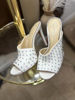Studded White Mules