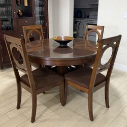 Wooden Dining Table 4 Chairs Set Solid Wood