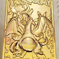 Pokémon 1999 Charizard 23K Gold Bar Plated Trading Card Rare Promo w/ Nintendo