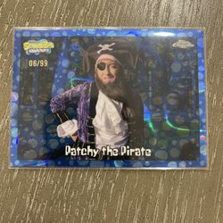 2025 Topps Chrome Spongebob Square Pants Patchy The Pirate Blue Refractor #6/99