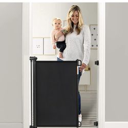 Momcozy Retractable Baby Gate, 33" Tall, Extends Up To 55" Wide, Child Safety Baby Gates For Stairs,