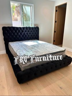 New queen bed frame with mattress