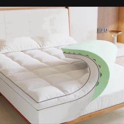 Memory Foam Mattress Topper Full, 4inch Dual Layer Cooling 2''Gel Green Tea Memory Foam & 2" PillowTop Mattress Pad, 8-21inch Deep Pocket, Egg Crate f