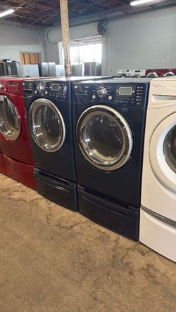 Lg blue / stainless steel washer dryer set very clean GAS we deliver install and remove 90 days warranty