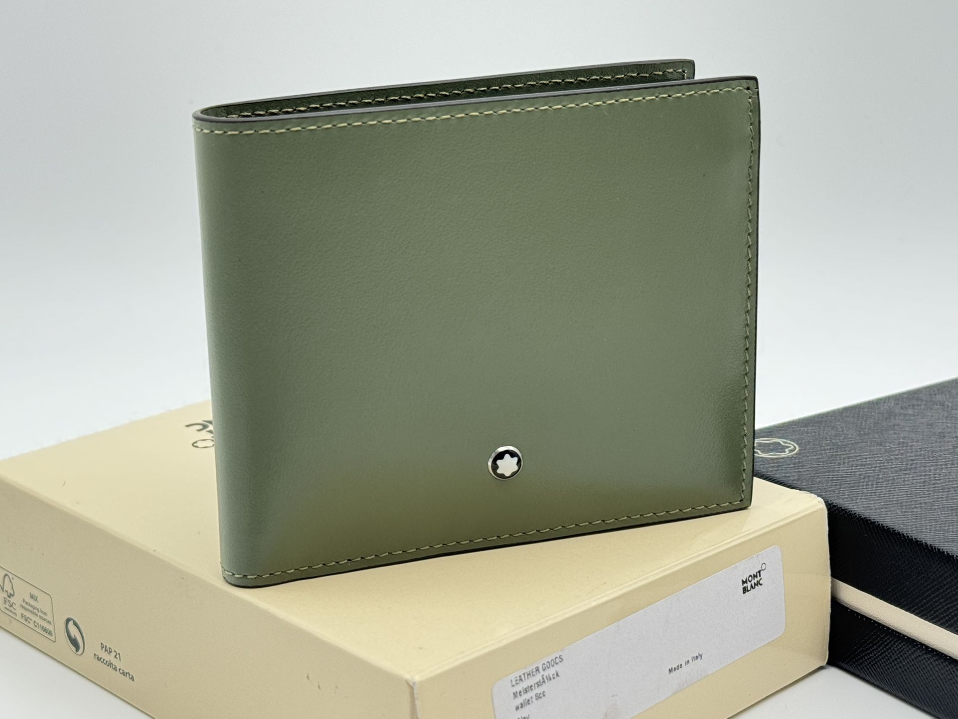MONTBLANC MEISTERSTUCK CLAY / GREEN LEATHER 8CC WALLET NEW 100% GENUINE ~$550