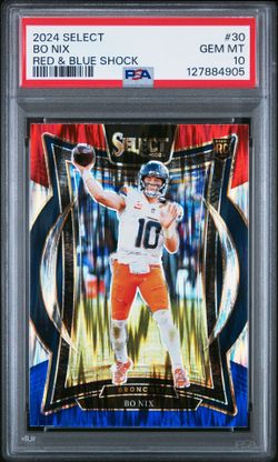 2024 Select Bo Nix Red Blue Shock #30 PSA 10 Broncos