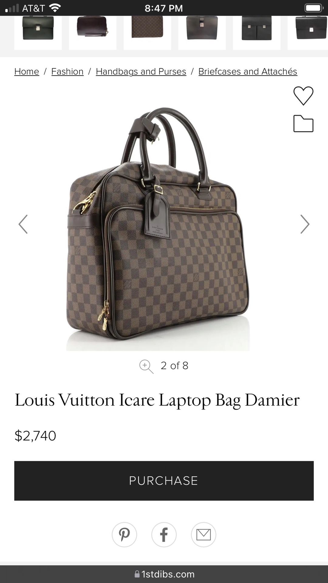 Louis Vuitton Icare Laptop Bag Damier at 1stDibs