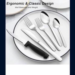 72 PCS.SILVER SILVERWARE SET WITH STEAK KNIVES SERVICES FOR 12 72 Pcs silver Silverware Set with Steak Knives Service for 12,Stainless Steel Flatware 