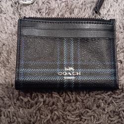 Coach Plaid Print Card Holder