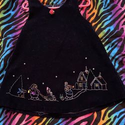 Girls size 24 Months Sleeveless Christmas Dress. To be worn over long sleeve top or turtleneck. EUC. Worn 1X