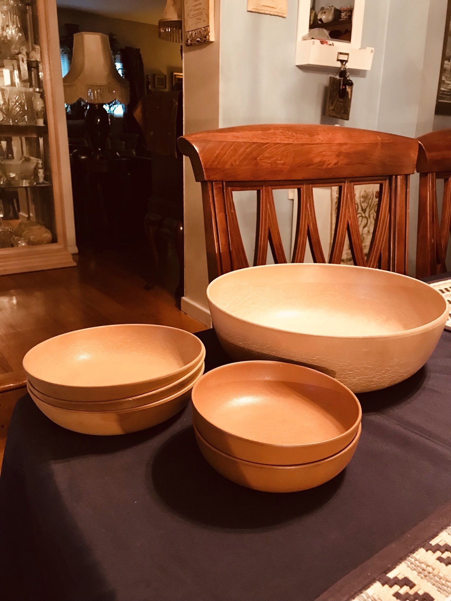 (6) Agatized Wood By Ellingers Bowls The Big One Is 11.25” Inches, 7” Inch And 5.5” Inch Price Is For All