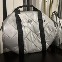 LUG ROWBOAT Duffle Travel Bag Metallic Silver Black NEW NWT