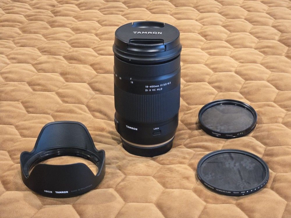 Tamron 18-400mm Di II VC HLD lens for Canon, polarizer and VND filters
